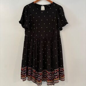 French Bazaar Dress 00 Babydoll Tribal Boho Festival Indie Coachella Peasant